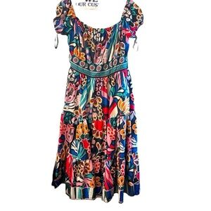 EShakti Wayward Fancies Vibrant Dress L 12 Fairy Peasant Office Siren Boho 🌺